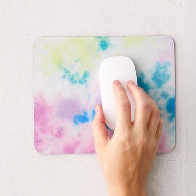 urban outfitters rainbow tie-dye mousepad with white apple mouse