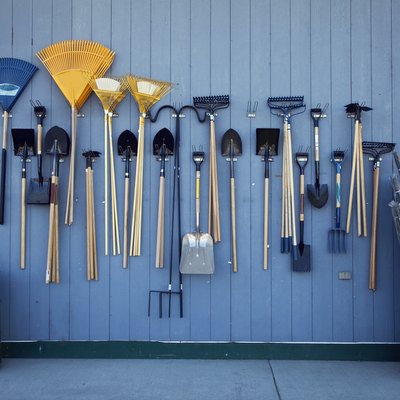 Garden tools on display