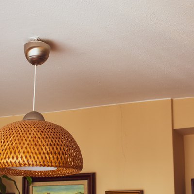 detail of rustic ceiling lamp in the living room, decoration