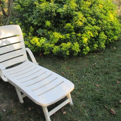PVC lounge chair in a garden.