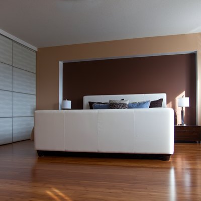 Modern contemporary apartment bedroom interior design after bamboo floors renovation