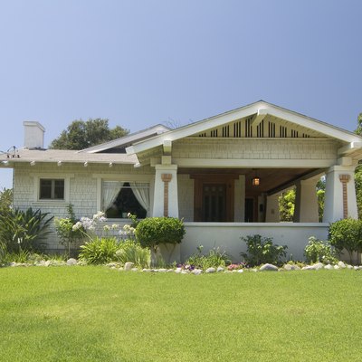 Exterior one story bungalow at Pasadena California