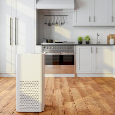 Air Purifier In Modern Kitchen For Fresh Air, Healthy Life, Cleaning And Removing Dust.