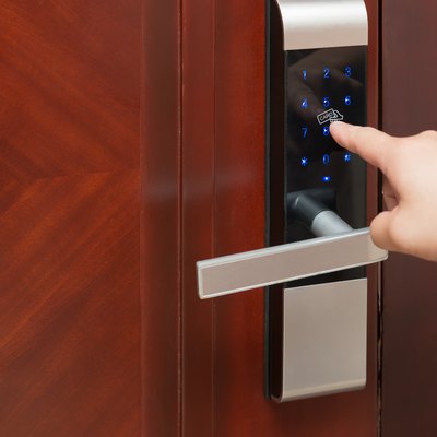 inputing passwords on an electronic door lock