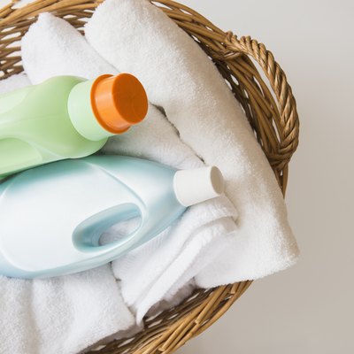 Basket with laundry and detergents