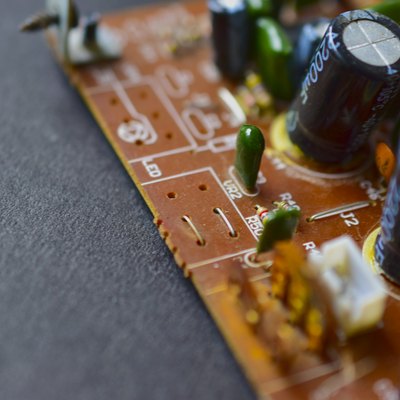 Electronic Board with radio elements close up