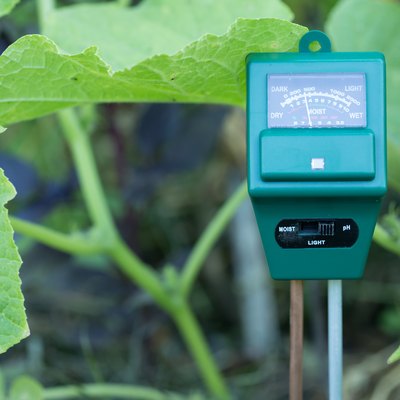 Ph meter, wet and luminosity sensor modern gardening concept.