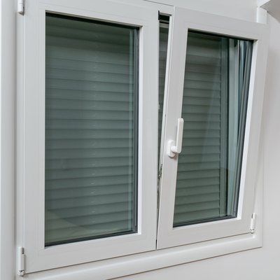 Double tilt and turn aluminum thermal break window with vertical fly screen and rolling shutter, casement window with European groove mechanism