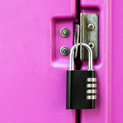 Closed door with combination lock