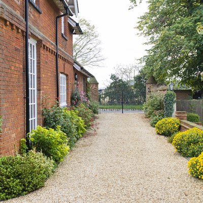 Driveway of English house and garden, UK