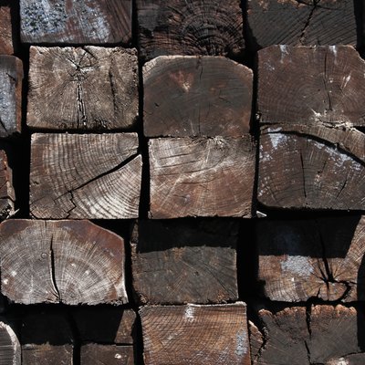 Ends of stacked Railroad Ties