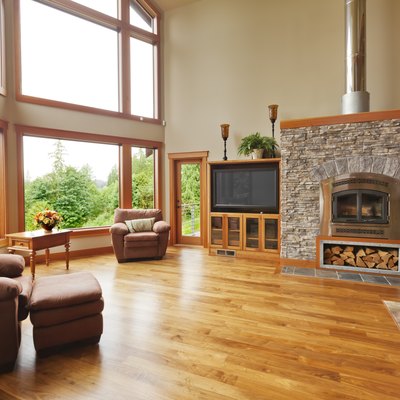 Custom home interior with solid walnut wood floor.