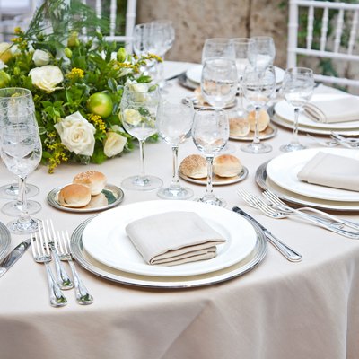 A table set for a reception.