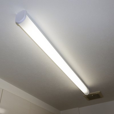 Long fluorescent light on the ceiling