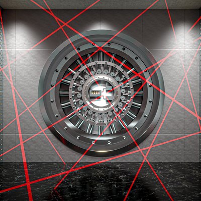 laser beam security system inside a bank