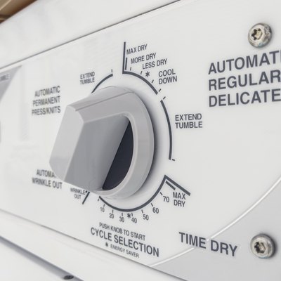 Closeup of a clothes dryer control panel