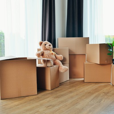 Moving boxes and furniture in new home