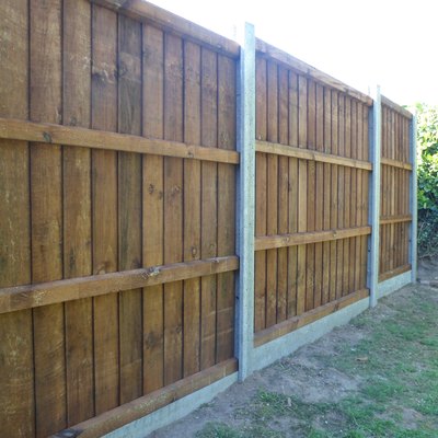 Wooden Garden Fence & Concrete Posts