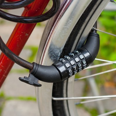 Black bike lock with combination number lock