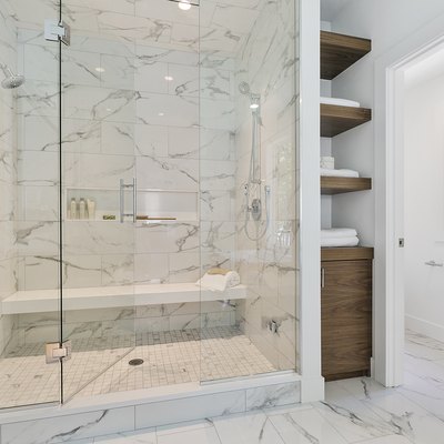 Decorative tile adds classy element to master shower
