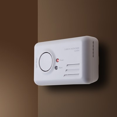 Carbon monoxide alarm installed on wall.