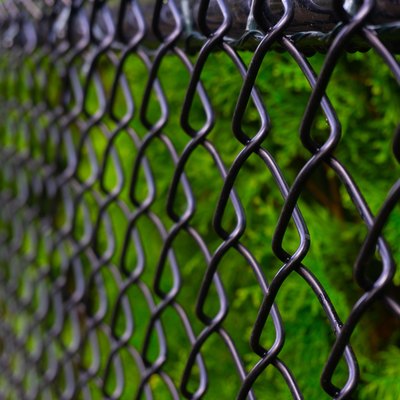 Black Chain Link Fence in Front of Green Hedging