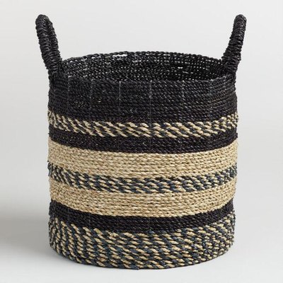  Medium Black And Natural Seagrass Calista Tote Basket