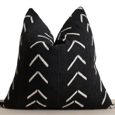 Stitched, By Grace - Black Mudcloth Pillow Cover