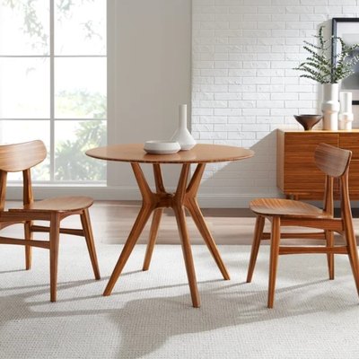 Two-Person Solid Bamboo Wood Dining Table
