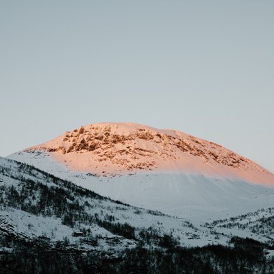 Snowcapped Norwegian mountains