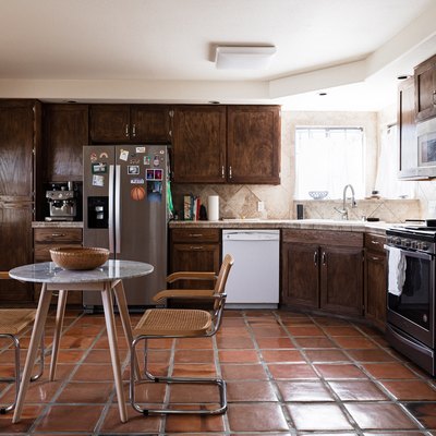 Terra-cotta tile flooring in a kitchen