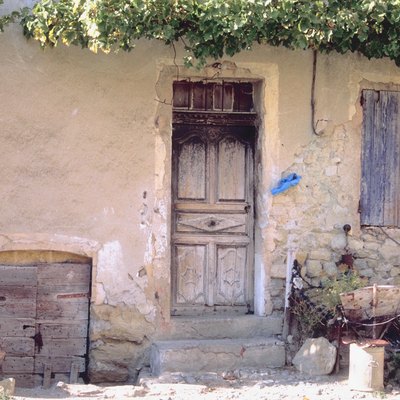 Worn cottage exterior