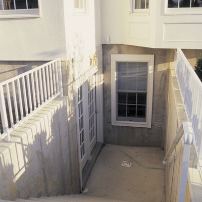 Exterior staircase to basement of home