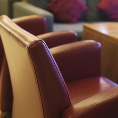 Side view of brown leather chair