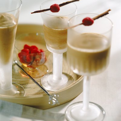 Iced coffee in glass, close-up