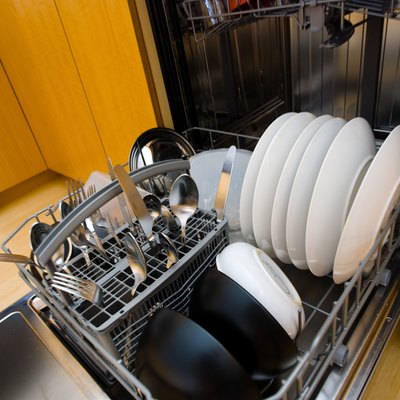 Dishwasher filled with plates
