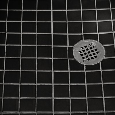 Drain in tile floor