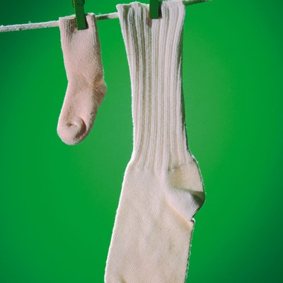 Socks hanging on clothesline