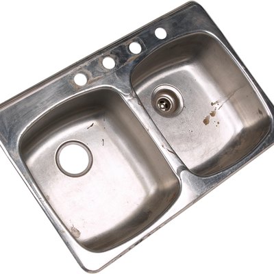 Still life of a stainless steel kitchen sink