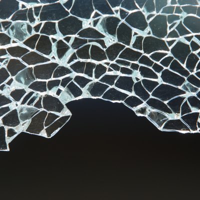 Close-up of shattered safety glass