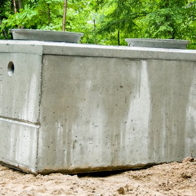 Concrete septic tank at construction site