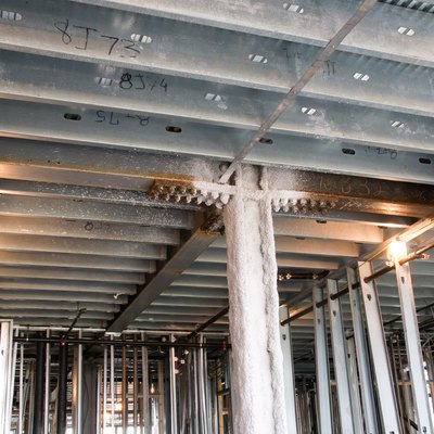 Steel beams at construction site