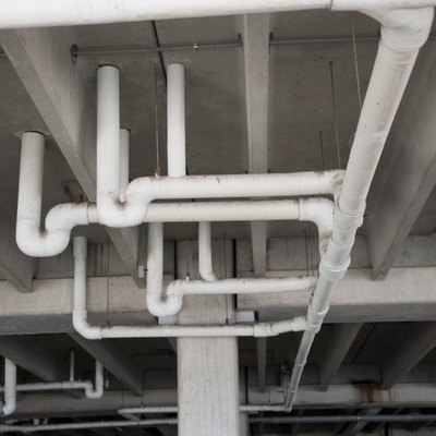 Pipes in ceiling of industrial building