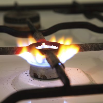 gas burning from a kitchen stove