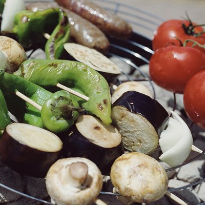 Vegetables cooking on barbecue