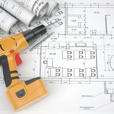 Architectural drawings and electric screwdriver