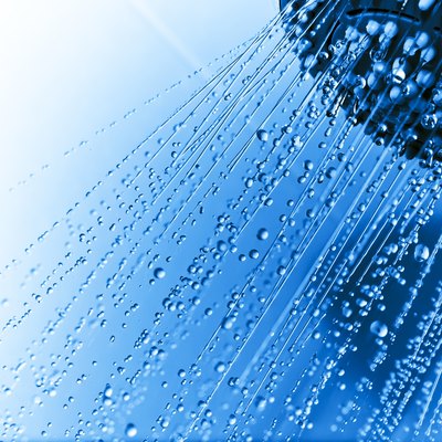 Shower with running water drops