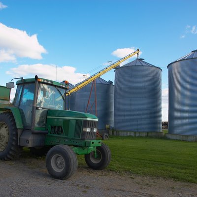 Silos and tractor