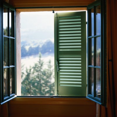 View of mountains through window