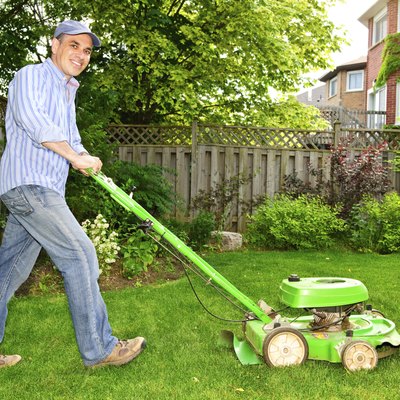 Man mowing lawn